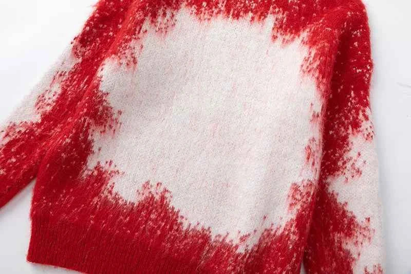 Streetwear Gradient Ombre Fuzzy Knit Sweater