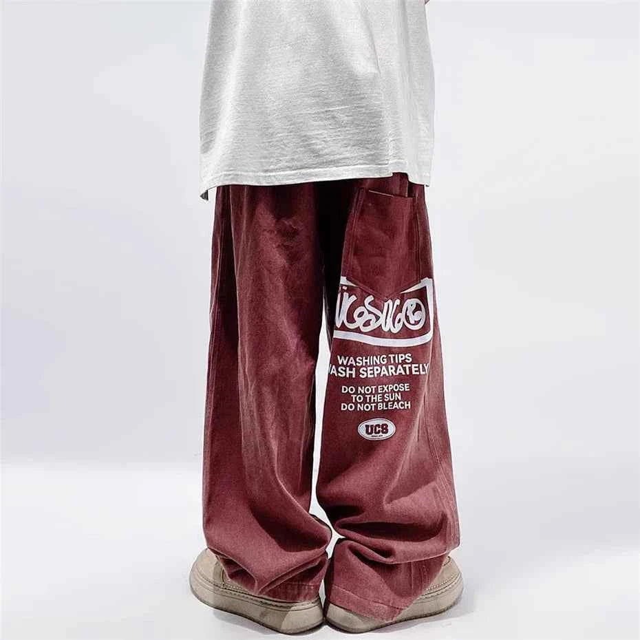 Vintage Streetwear Elastic Waist Wide Leg Jeans