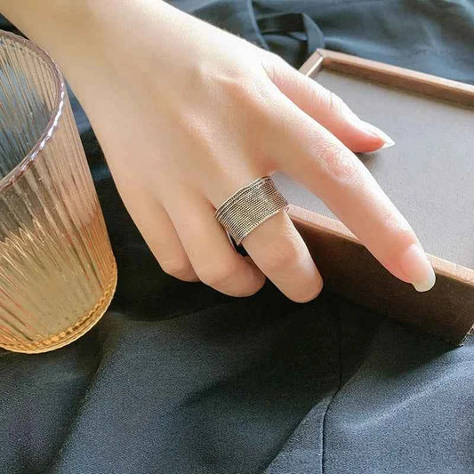 Vintage Thai Silver Tree Bark Texture Ring