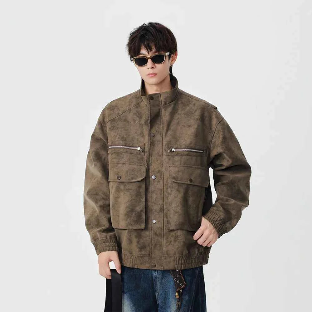 Stylish Distressed Multiple Zipper Leather Jacket