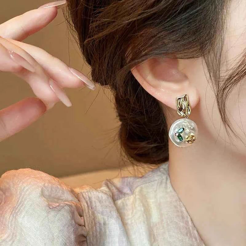 Baroque Pearl with Monet Garden Earring