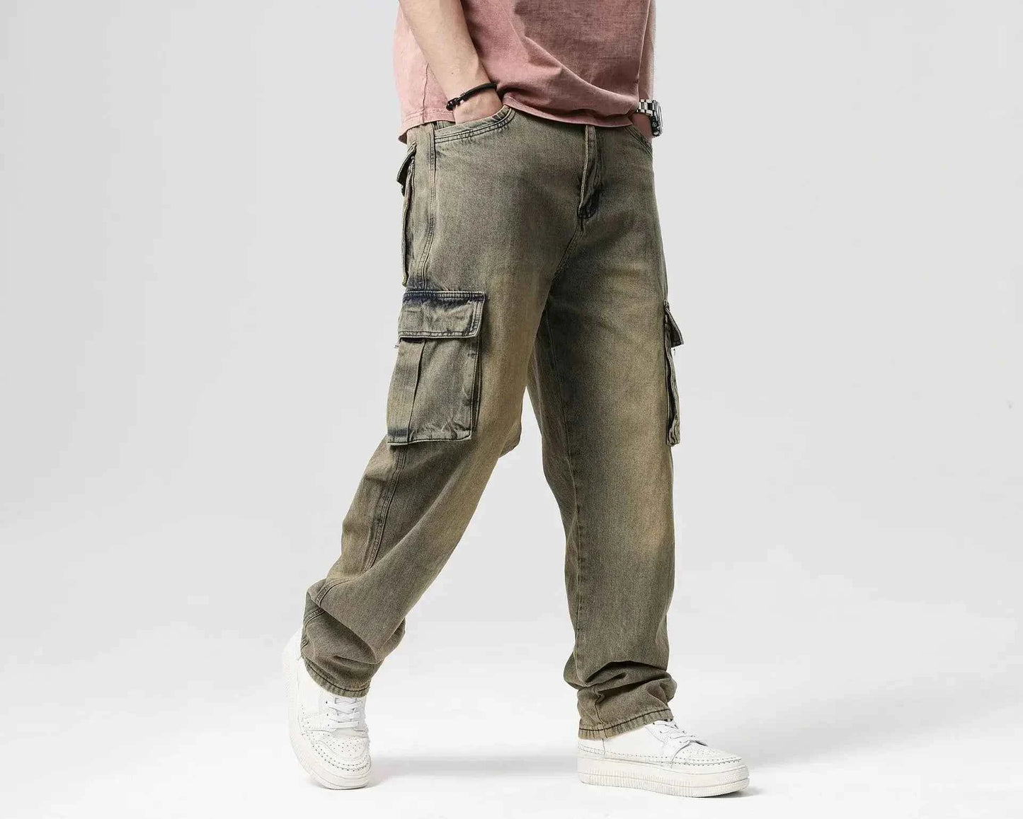 High Waist Distressed Baggy Straight Jeans