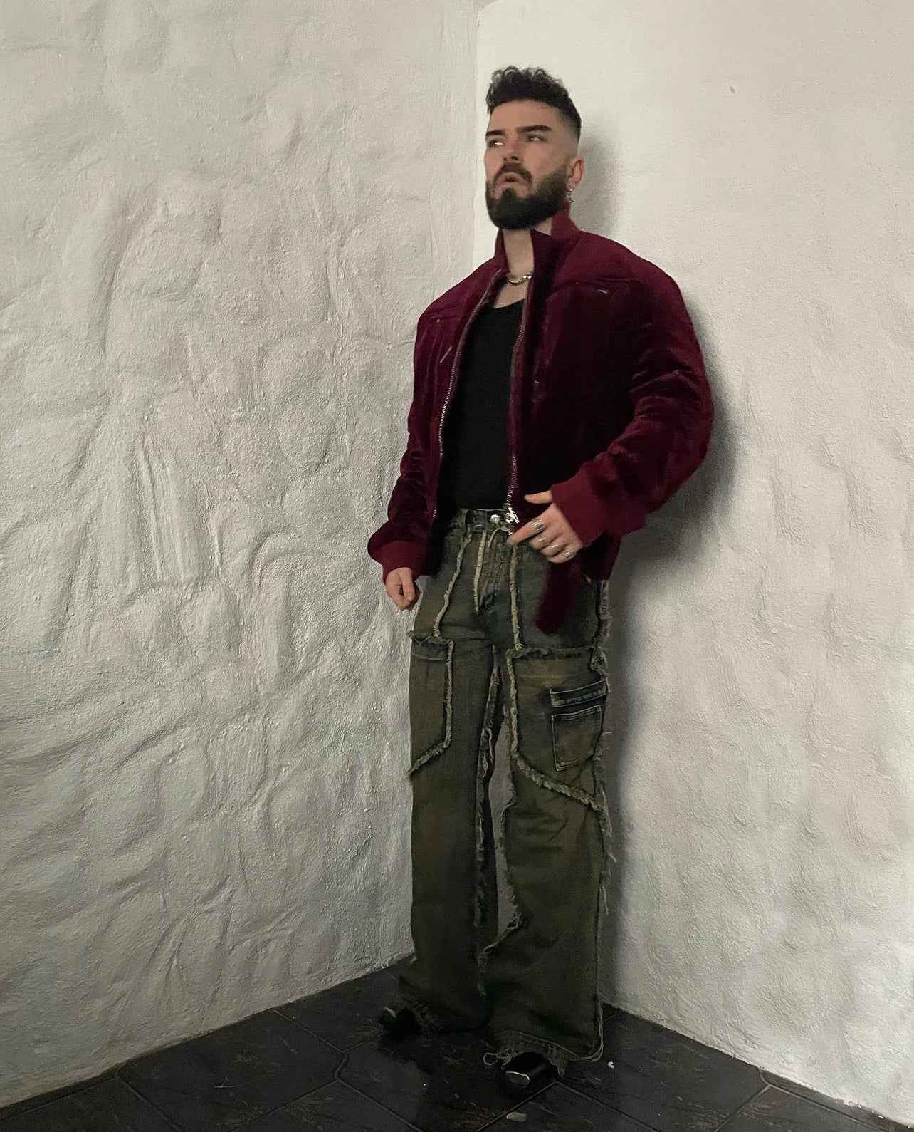 Y2K Vintage Washed Flared Denim Cargo Jeans