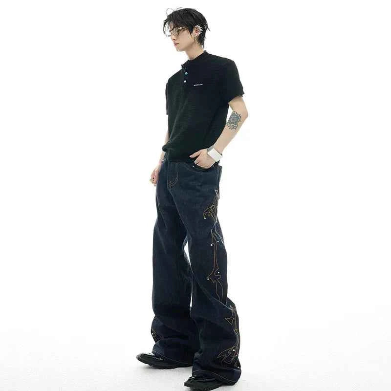High-Quality Personalized Embroidery Wide Leg Jeans