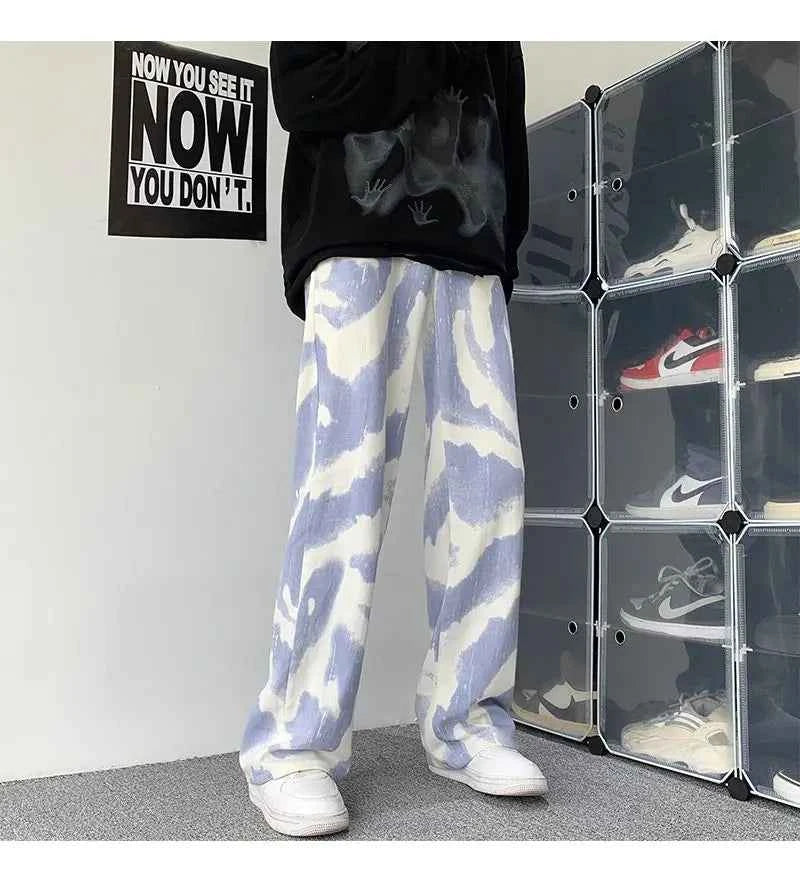 Zebra Printed Wide Leg Denim Jeans