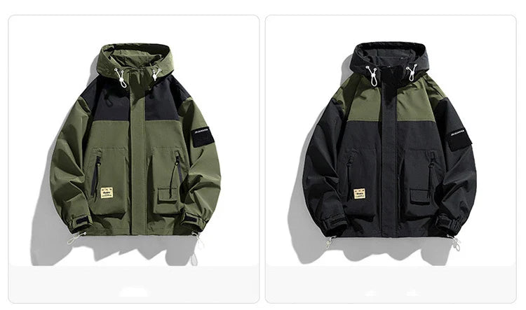 High Neck Two Tone Cargo Bomber Jacket