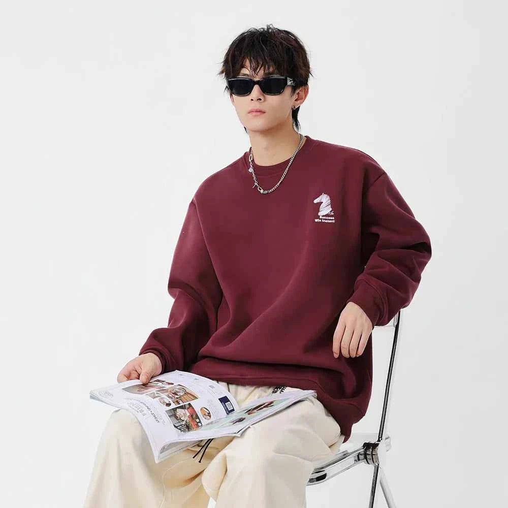 Cozy Horse Head Pattern Crew Sweatshirt