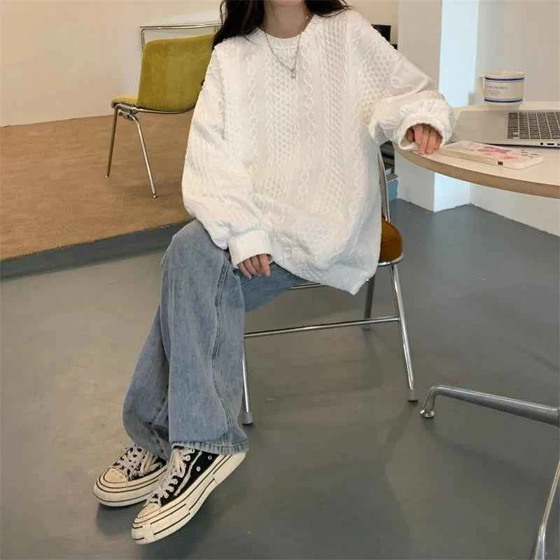 Y2K Women Solid Color Casual Sweater