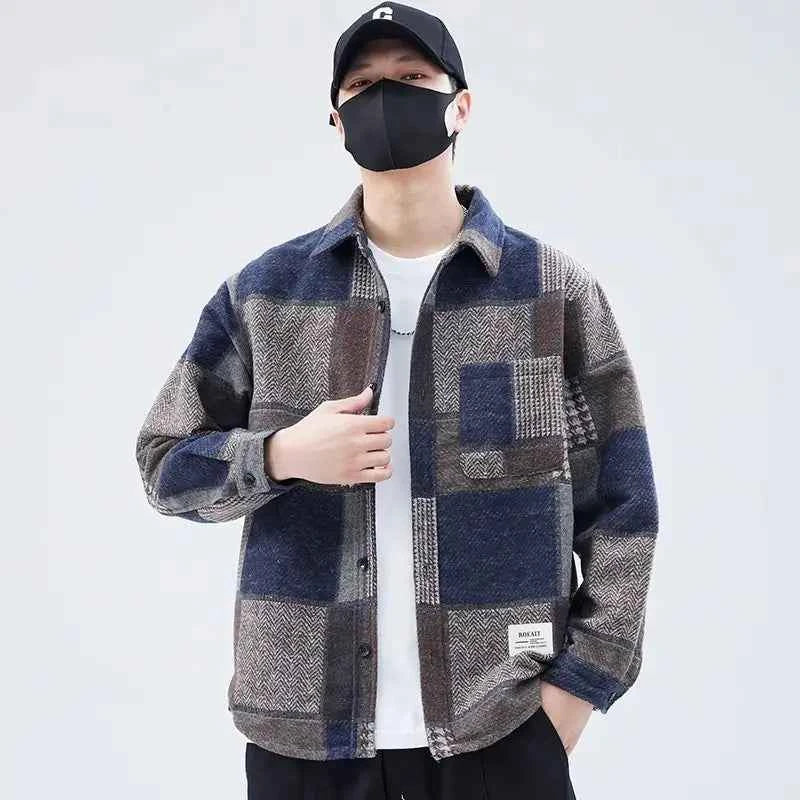Classic Stylish Color Block Loose Lapel Jacket