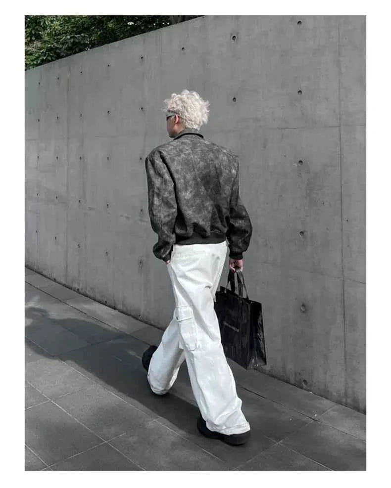 Men Pink Gradient Spring Leather Jacket