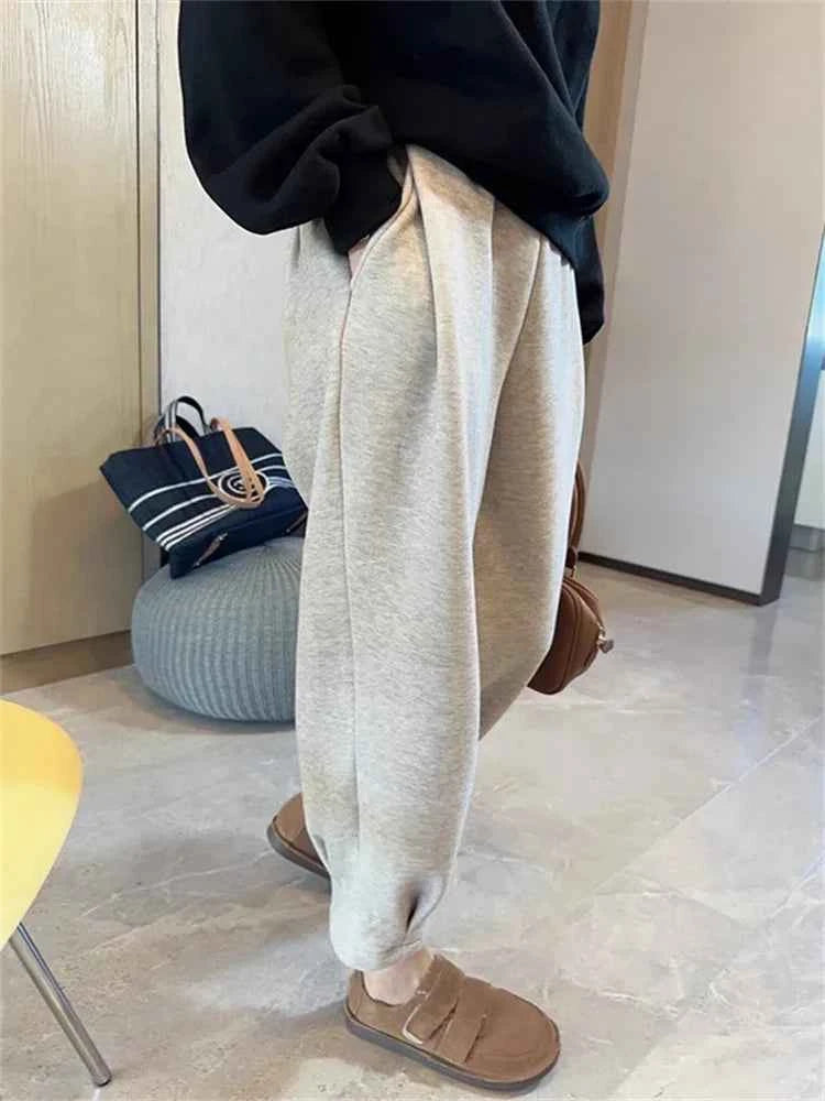 Casual Chic High Waisted Baggy Fleece Sweatpants