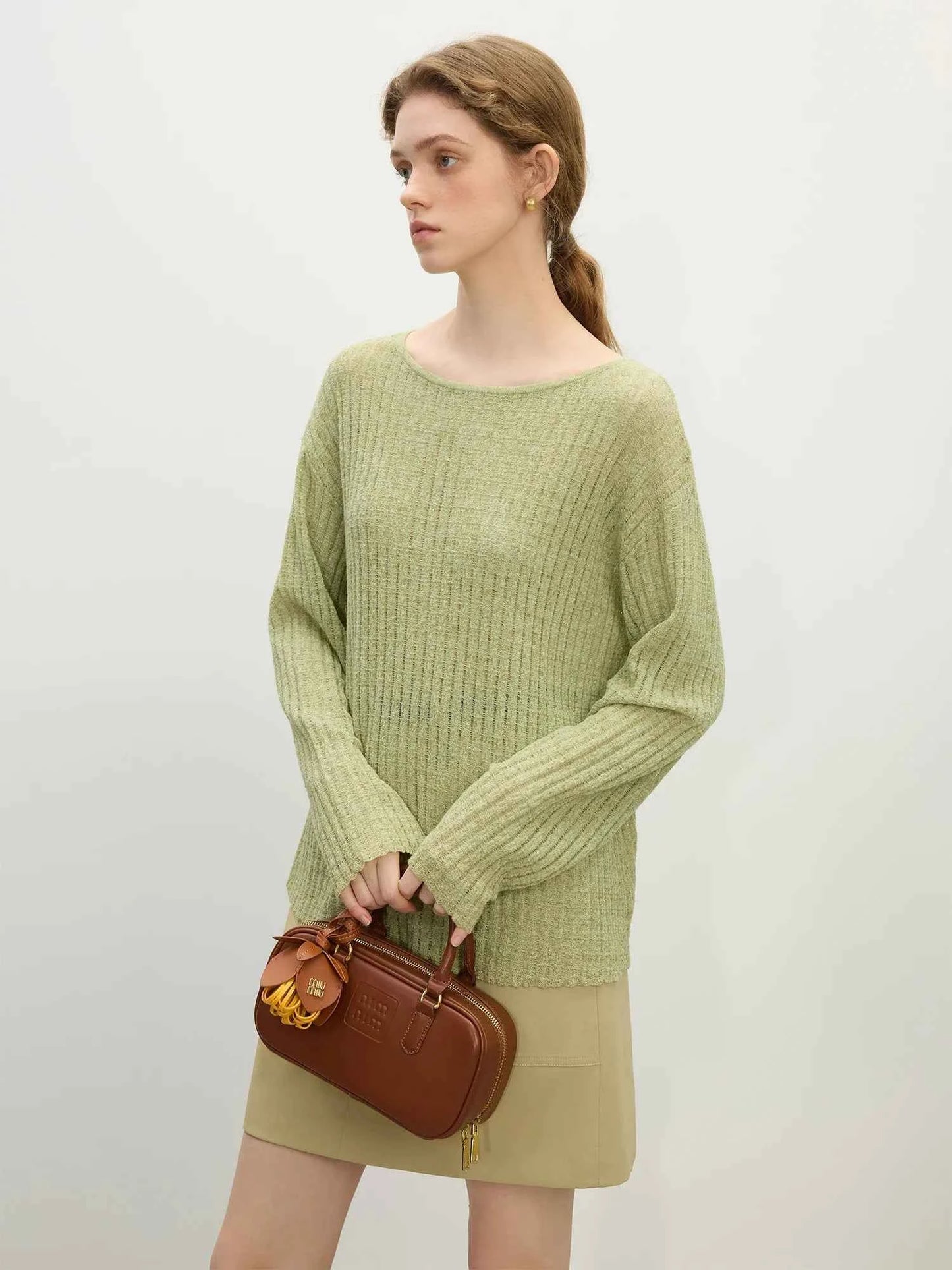 Women Hip Hop Casual Natural Linen Knitted Sweater