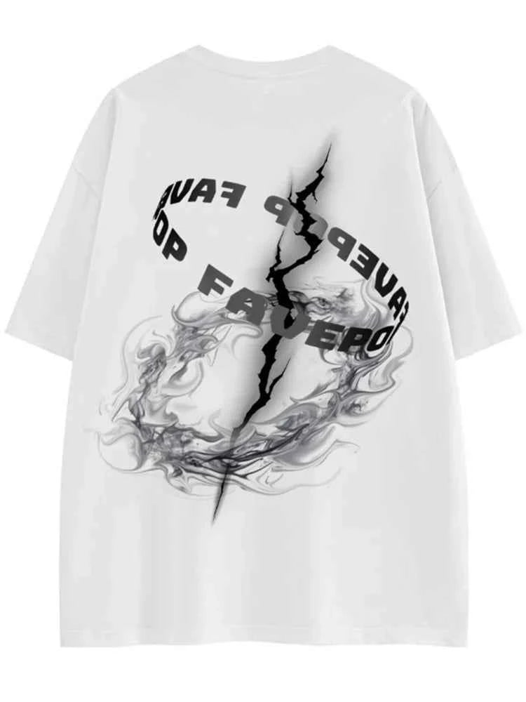 Gothic Letter Print Crewneck T-Shirt
