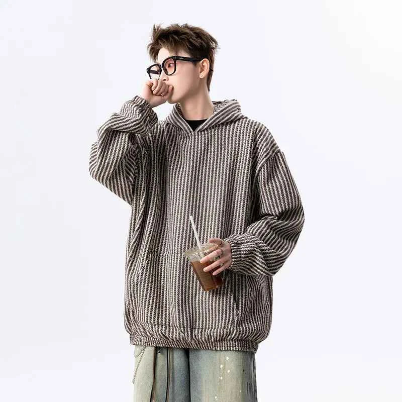 Cool Trendy Hip Hop Neutral Striped Hoodie