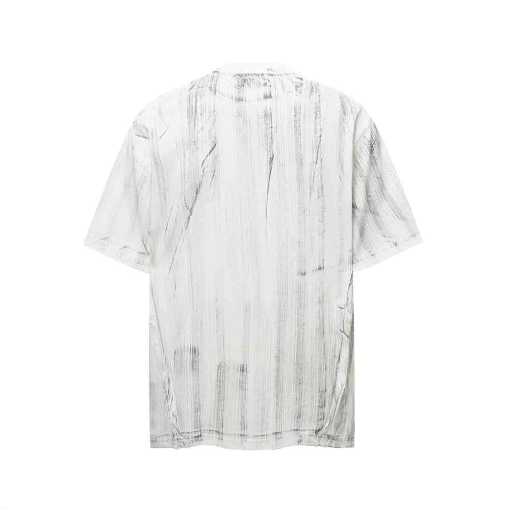 Streetwear Dirty Wash Letter Print Crew T-Shirt