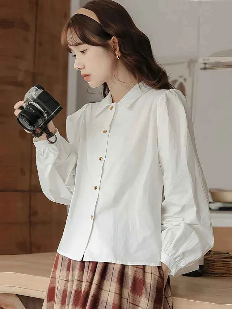Elegant Vintage Puff Sleeve Blouse Shirt
