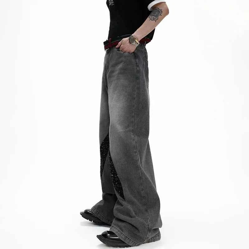 Luxury Sequin Patchwork Wide Leg Jeans