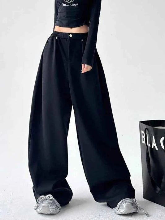 Women Cool Vintage Loose Gray High Waist Sweatpants
