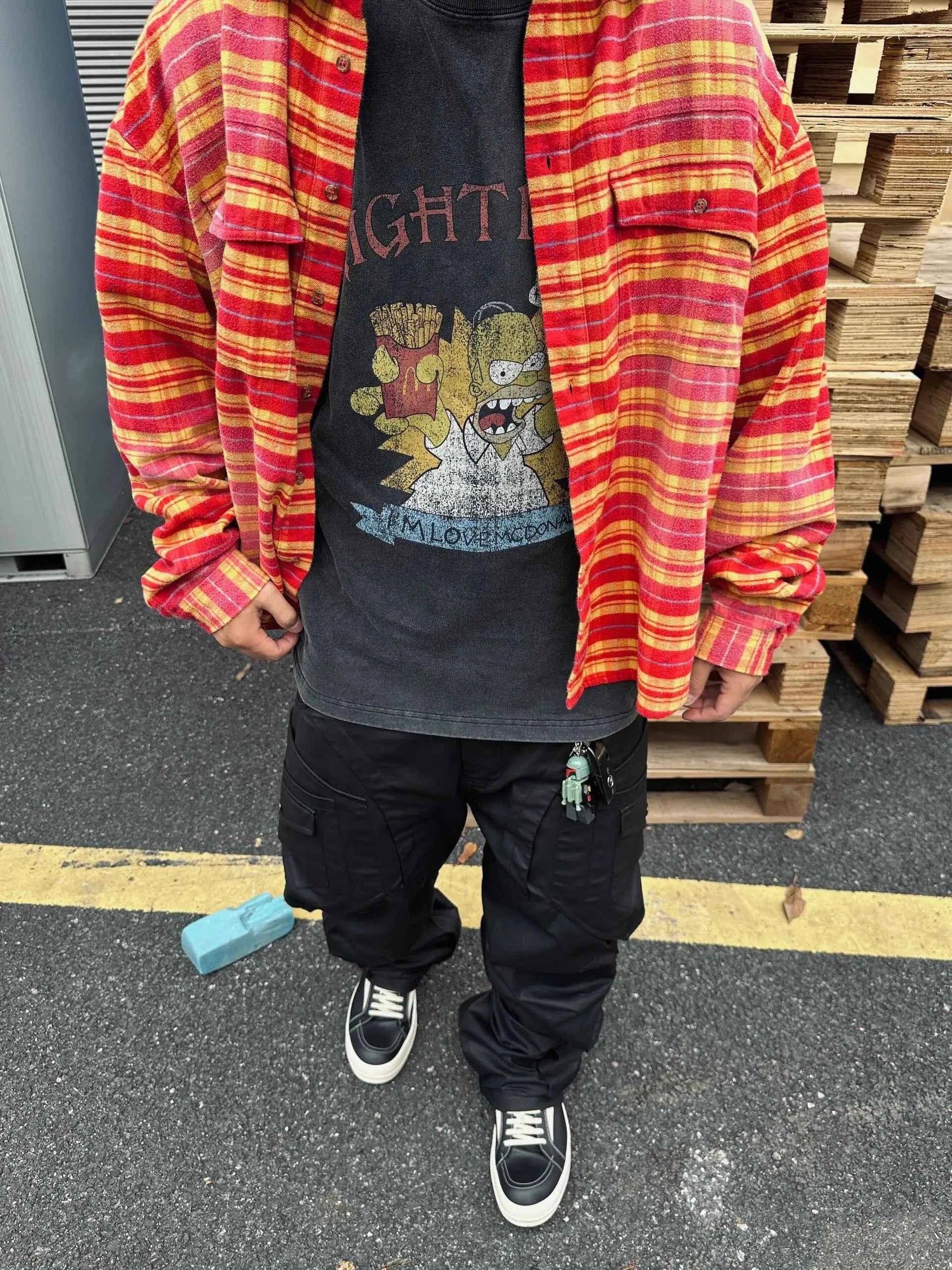 Retro Korean Style Patcwork Trend Flannel Shirt