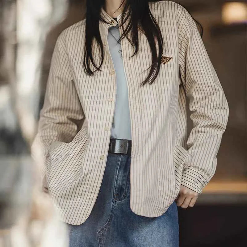 Soft Striped Loose Fit Collar Shirt