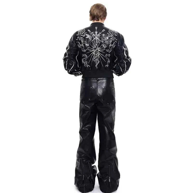 Personalized Pattern Printed Motorcycle Leather Jacket