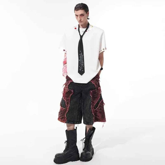 Streetwear Stylish Sequin Patchwork Short Sleeve T-Shirt