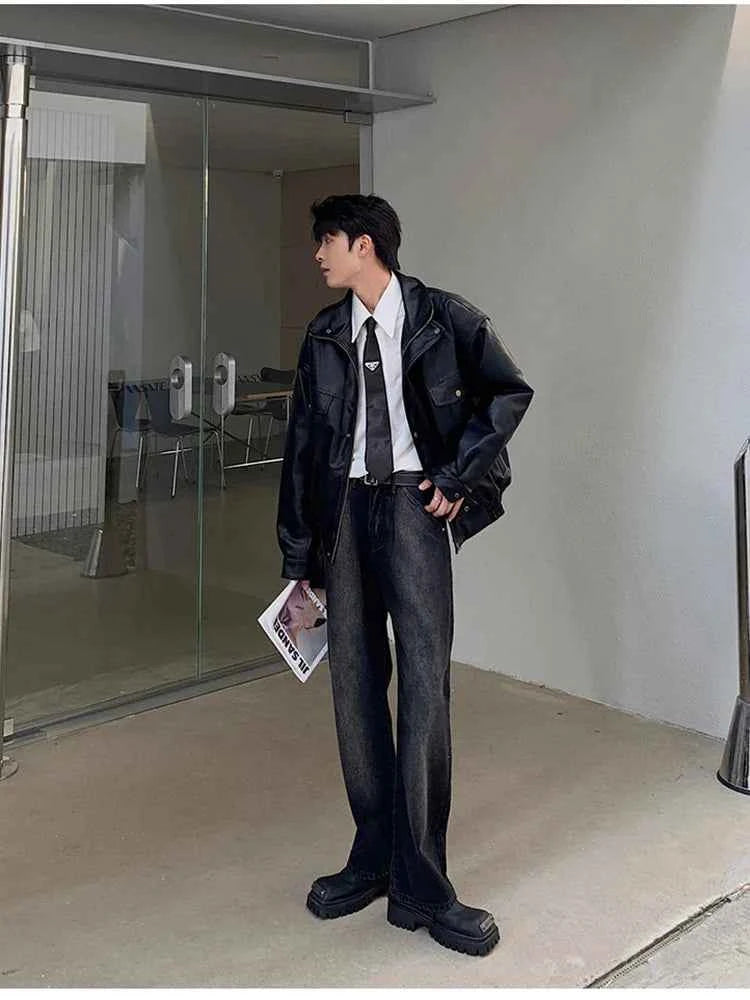 Black Thickened Warm PU Leather Jacket