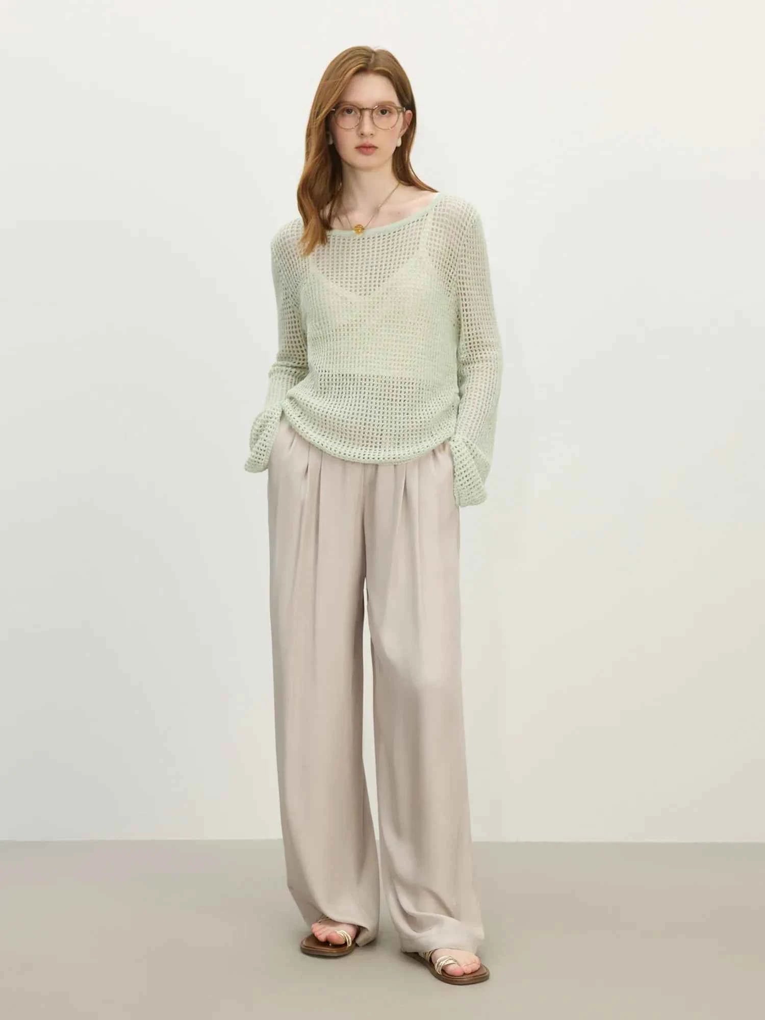 Women Casual Relaxed Knit Overlay Sweater