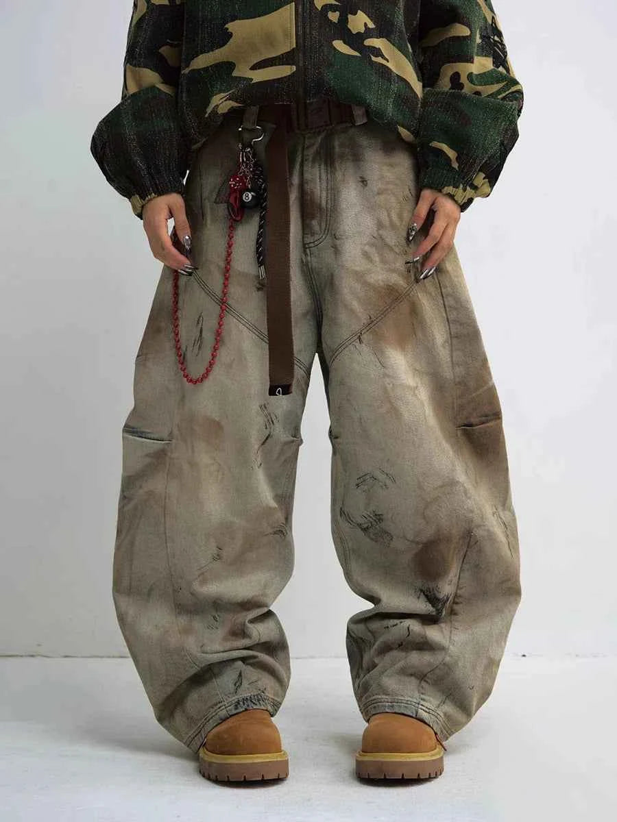 Streetwear Plush High Rise Wide Leg Jeans