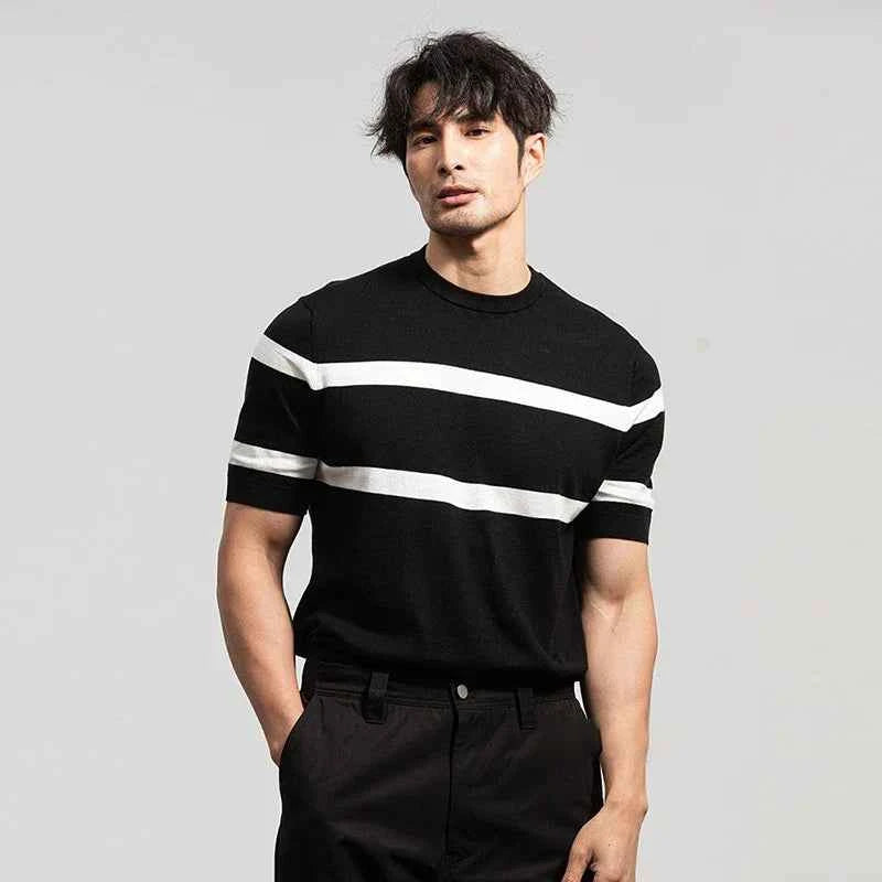 Men's Cool Casual Luxury Knit O Neck Short T-Shirt