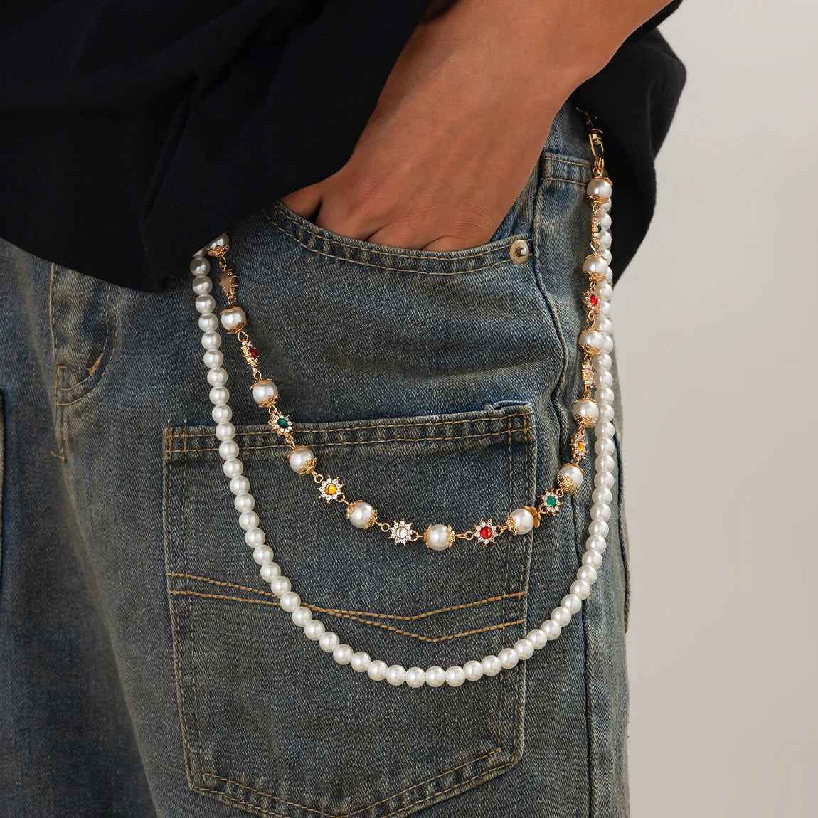 Vintage Gold Rhinestone Waist Chain