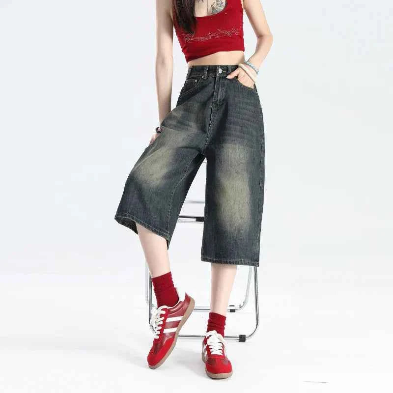 Blue Vintage High Waist Denim Short