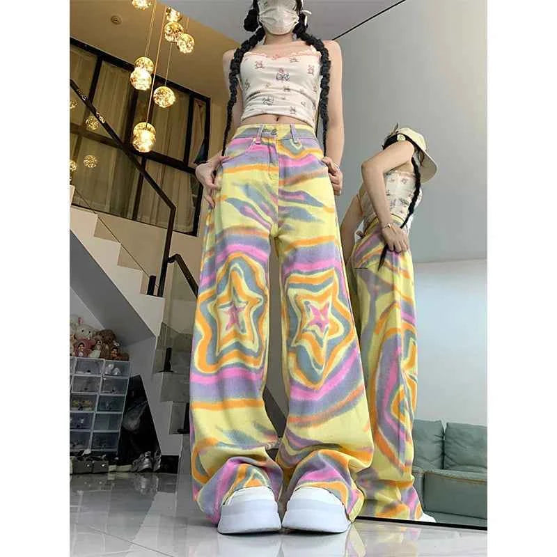 High Street Star Gradient Color Jeans