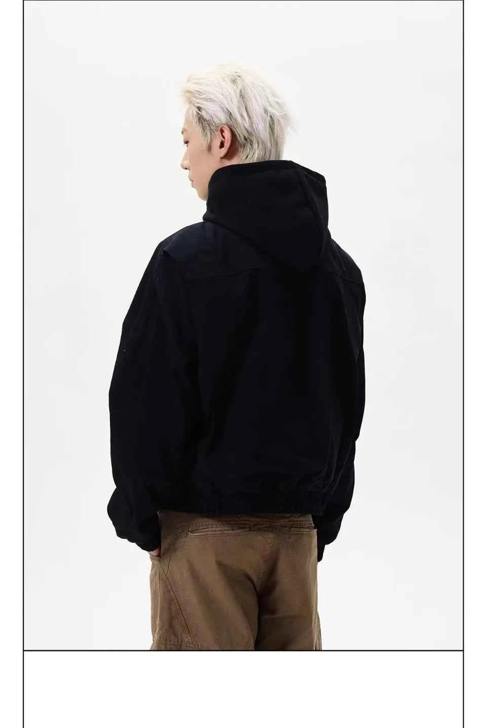 Patchwork Silhouette Retro Hooded Jacket