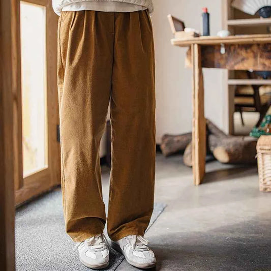 Vintage Solid Color Corduroy Wide Pants