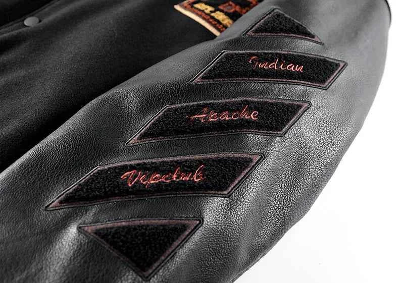 Y2K Patchwork Embroidered Leather Sleeve Varsity Jaket