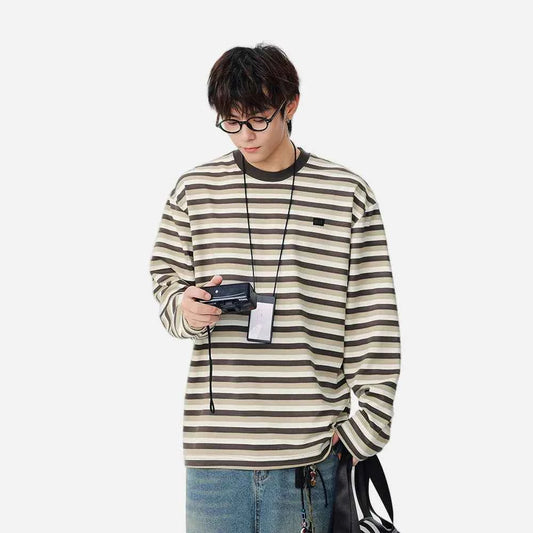 Insulated Casual Striped Long Sleeve T-Shirt