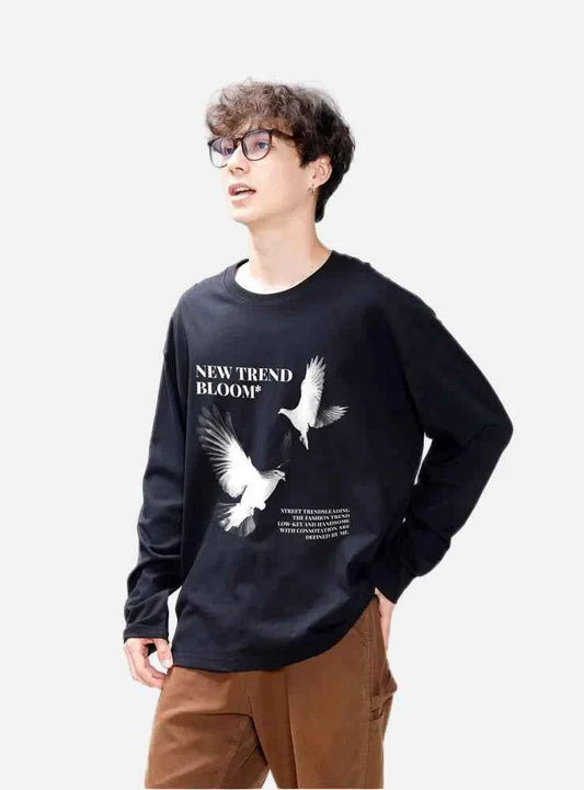 Dove Pattern American Style Long Sleeve T-Shirt