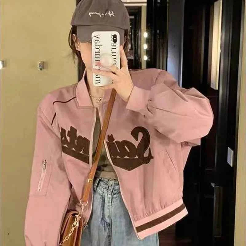 Women Stylish Embroidered Baseball Jacket