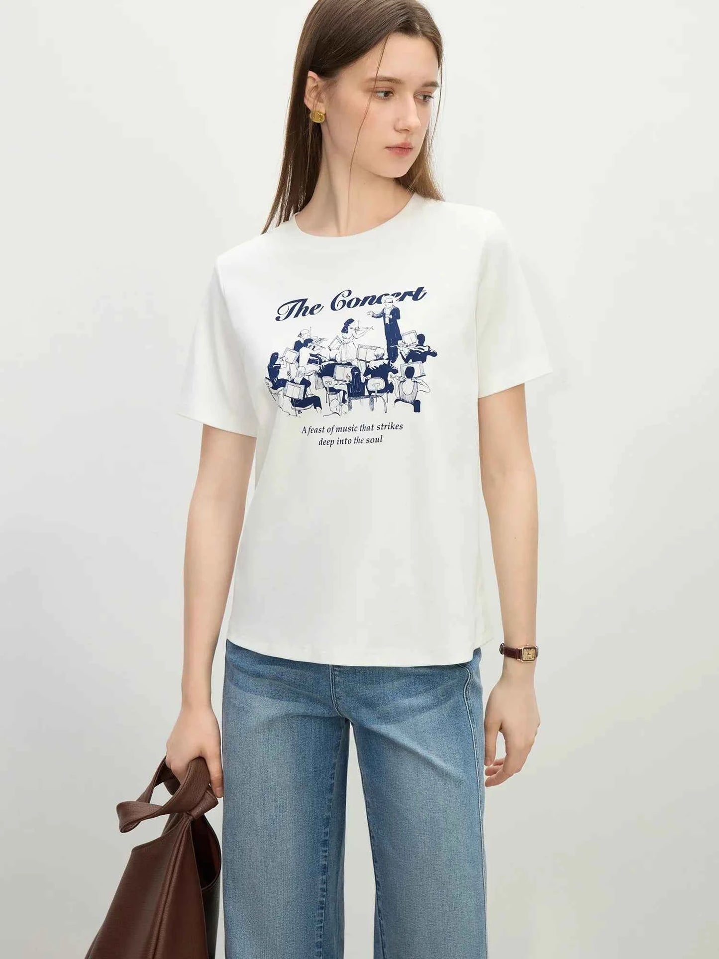 Chic Minimalist Pure Cotton Short-Sleeved T-Shirt