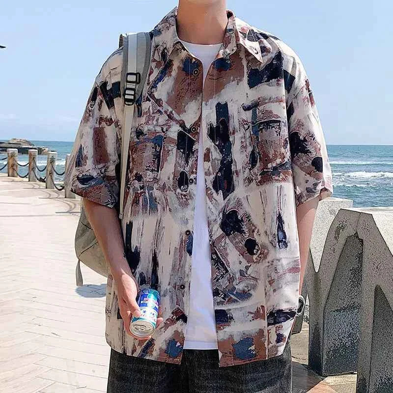 Casual Printed Loose Ice Silk Shirt