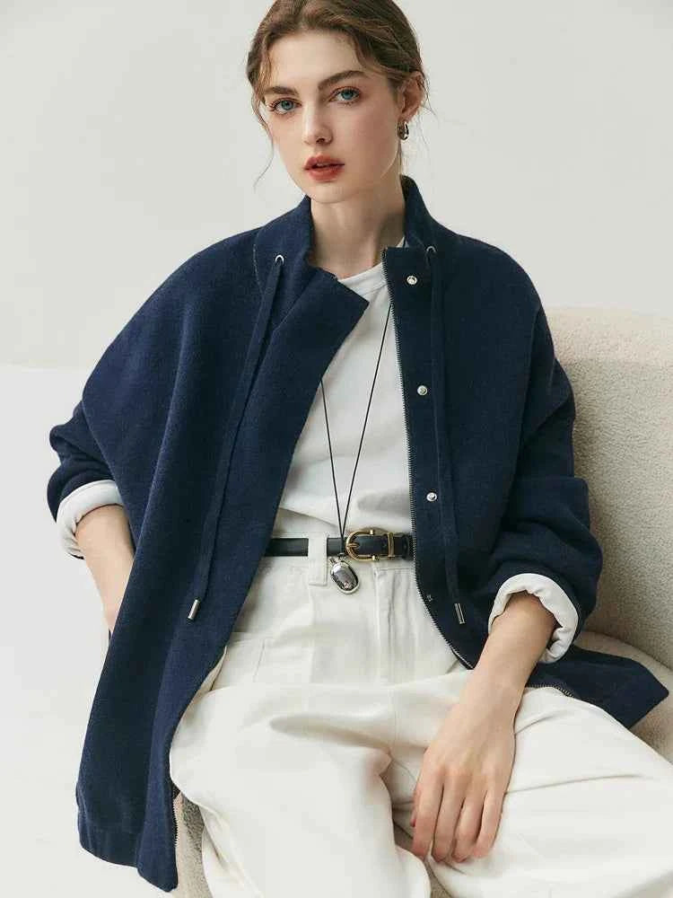 Lightweight Mock Neck Thick Zipper Cardigan