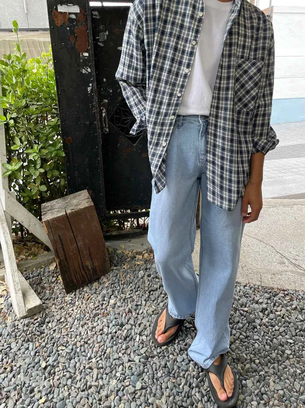 Men's Casual Loose Korean Style Plaid Long Shirt