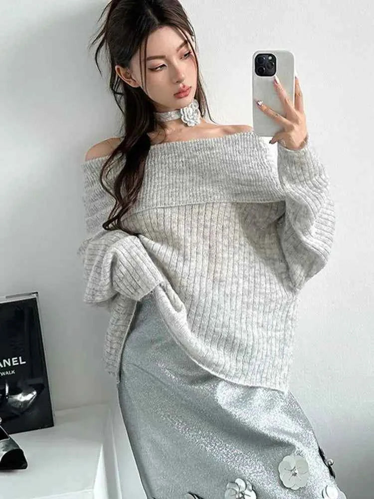 Women Chic Off Shoulder Knitwear Sweater