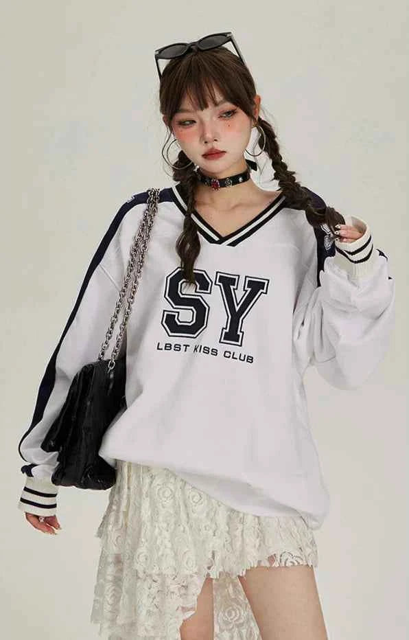 Vintage Cozy American Letter Print Sweatshirt