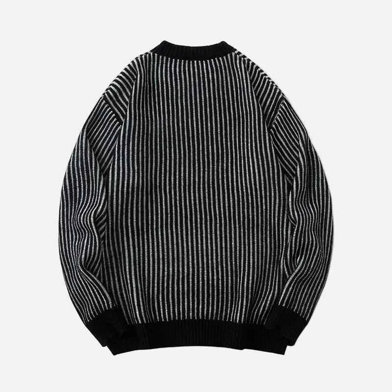 Winter Cozy Knit Vertical Striped Sweater