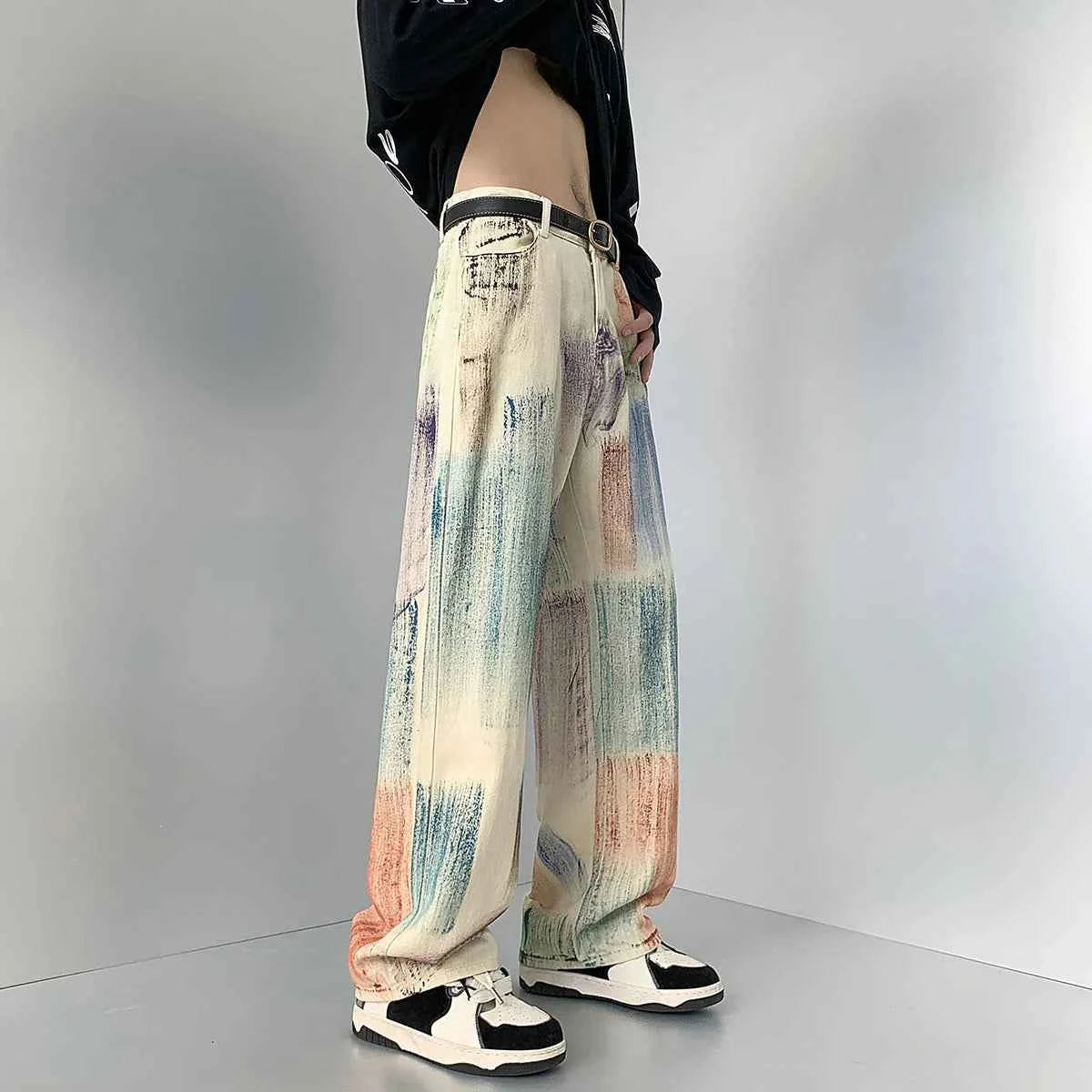 Colorful Graffiti Tie Dye Loose Jeans