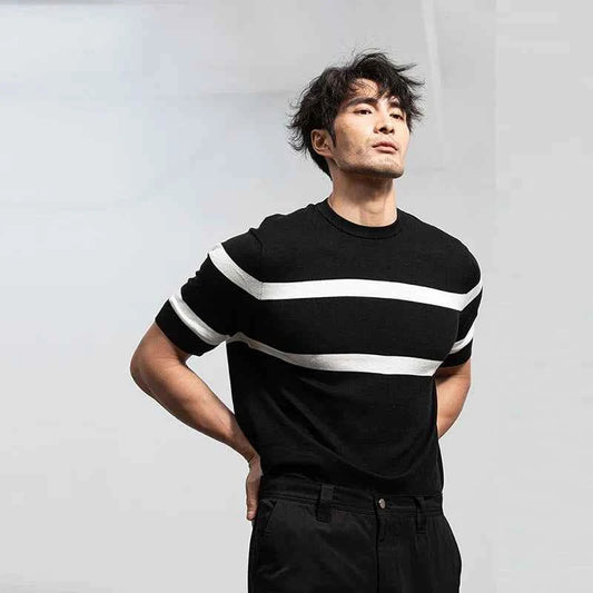 Men's Cool Casual Luxury Knit O Neck Short T-Shirt