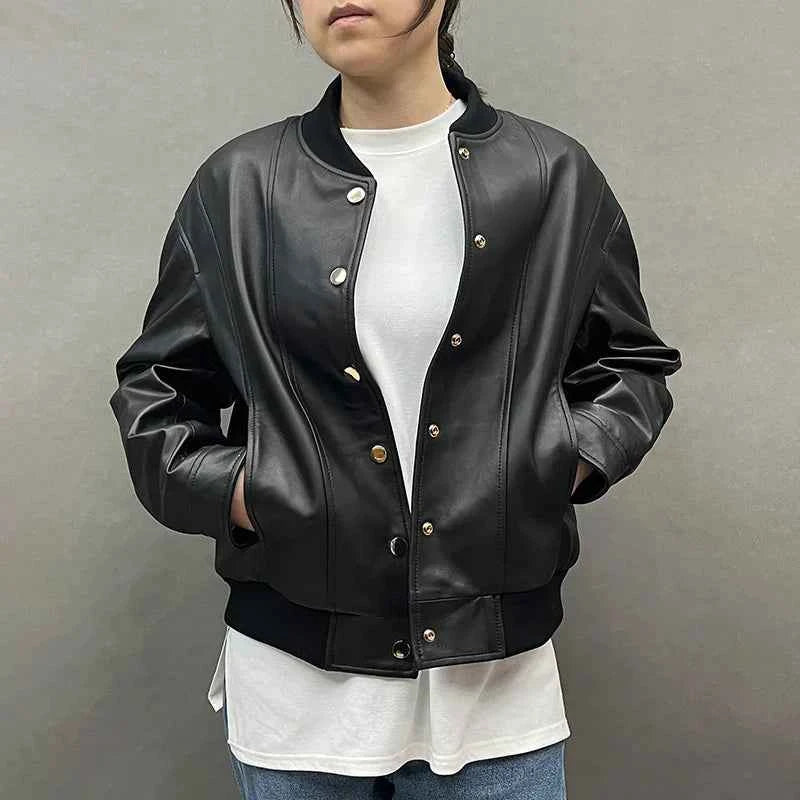 Golden Genuine Sheepskin Leather Jacket