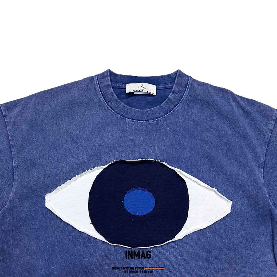 Patchwork Vintage Eye Loose Short Sleeve T-Shirt